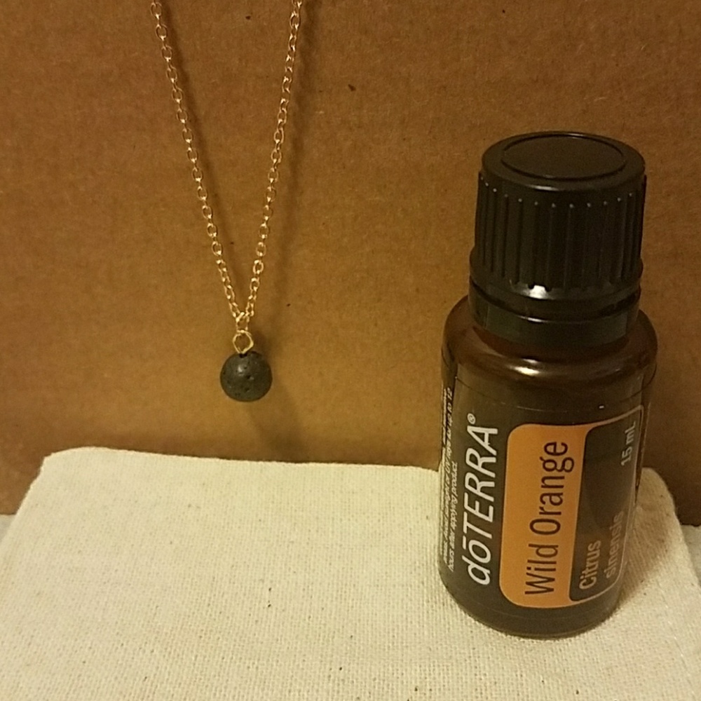 LAST ONE! Drop lava stone gold tone necklace - Picture 2 of 5